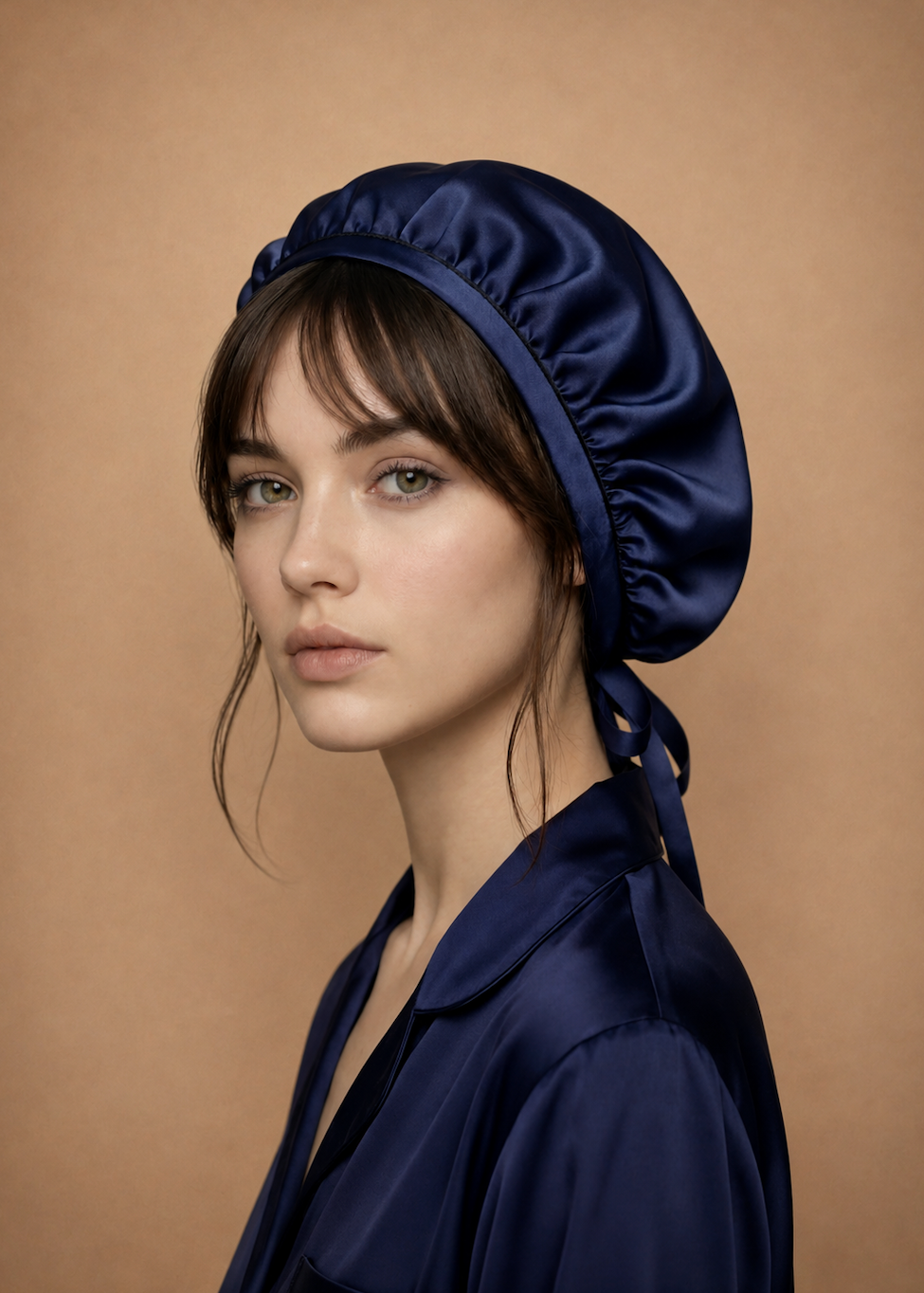 Midnight Blue mulberry silk hair bonnet by MIAVERIANA