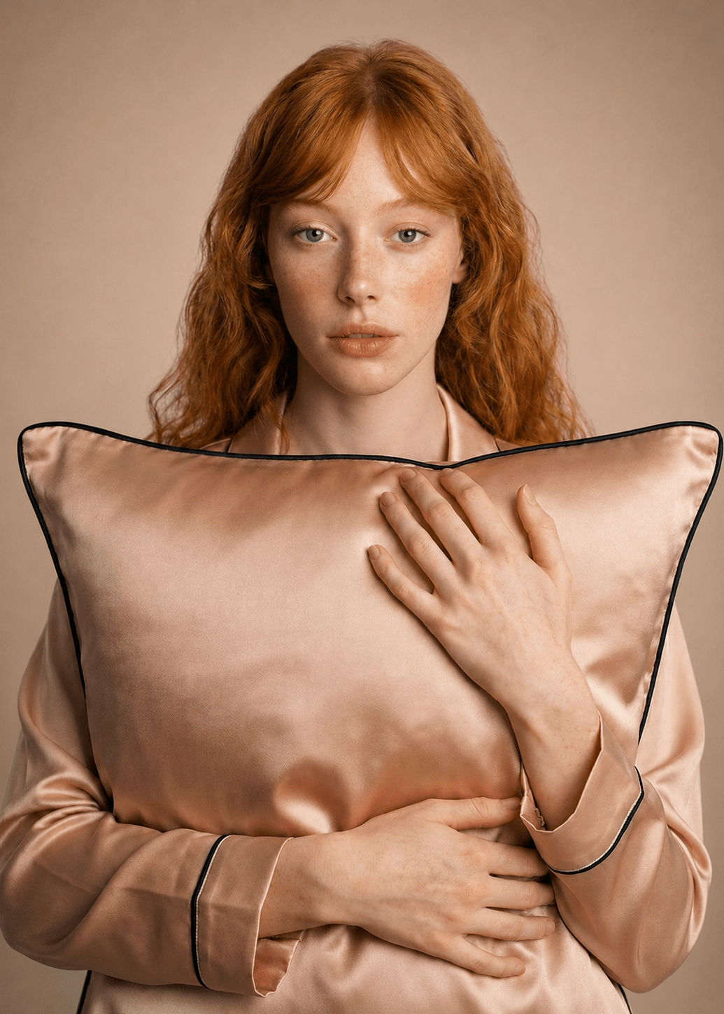Rose Gold mulberry silk pillowcase by MIAVERIANA
