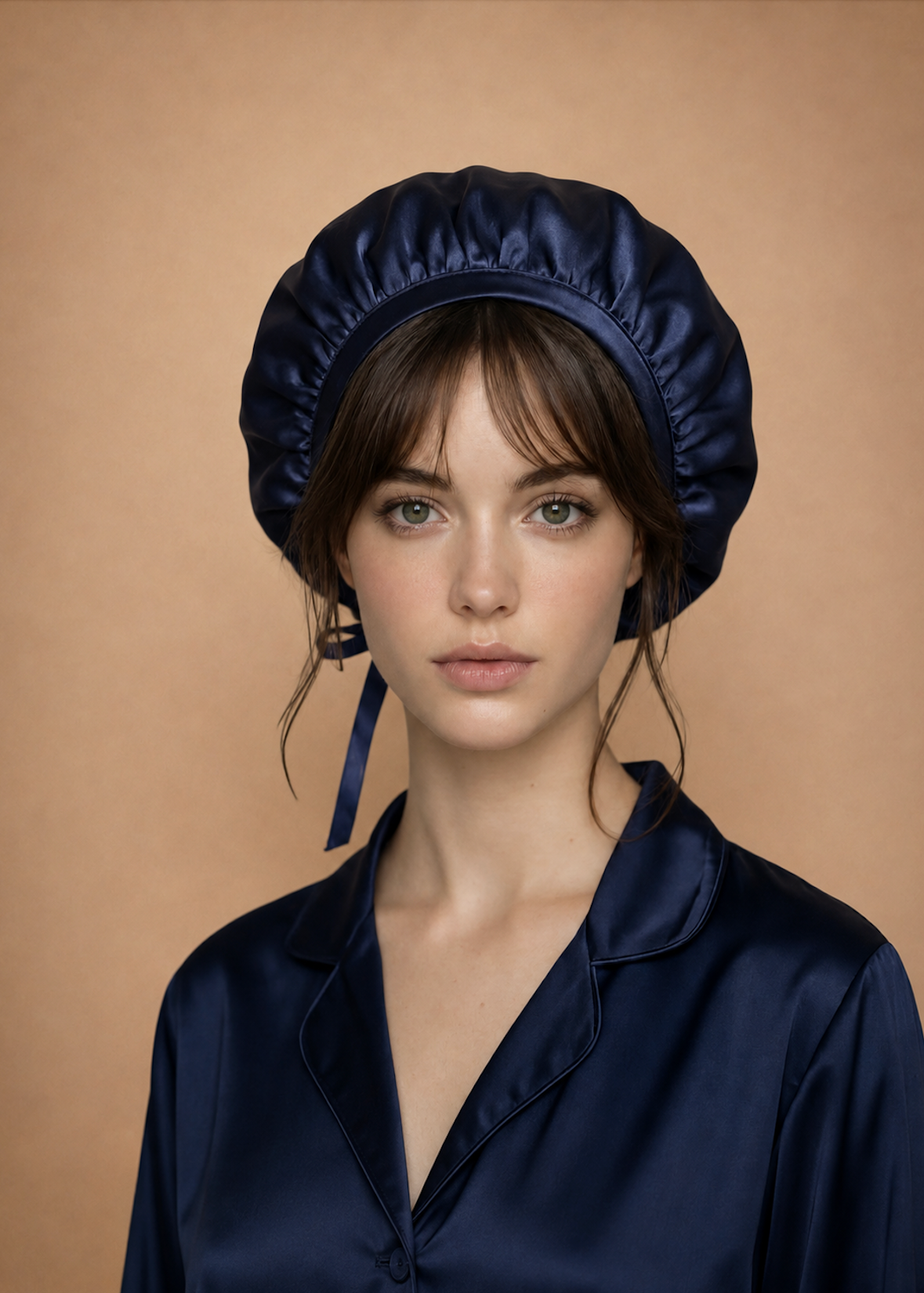 Midnight Blue mulberry silk hair bonnet by MIAVERIANA