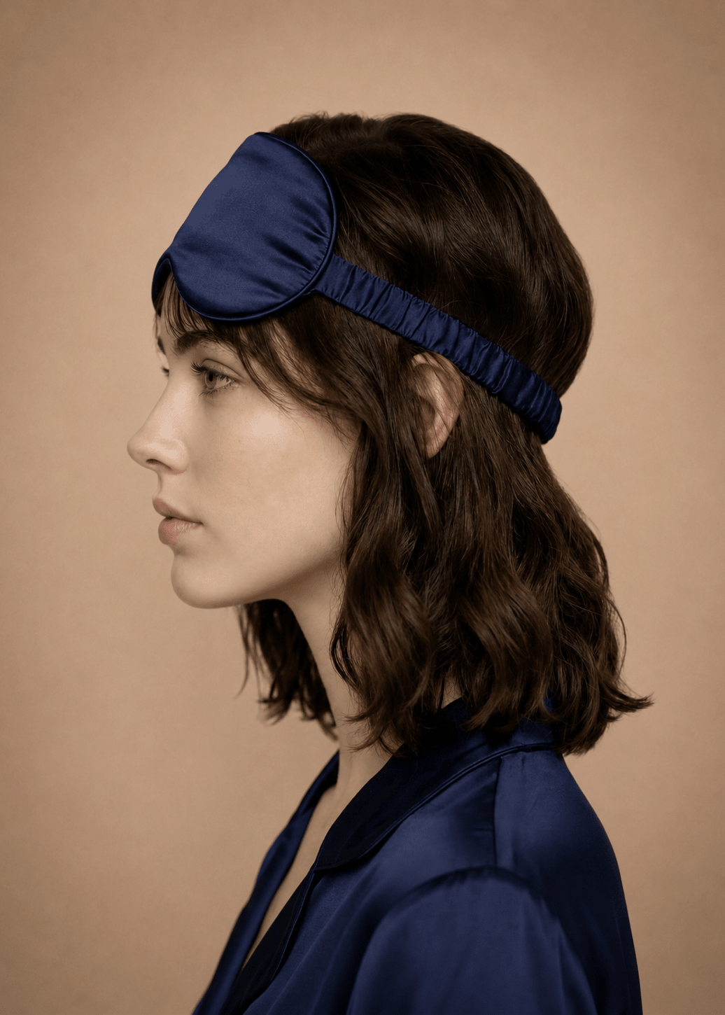 Midnight Blue mulberry silk sleep mask set by MIAVERIANA