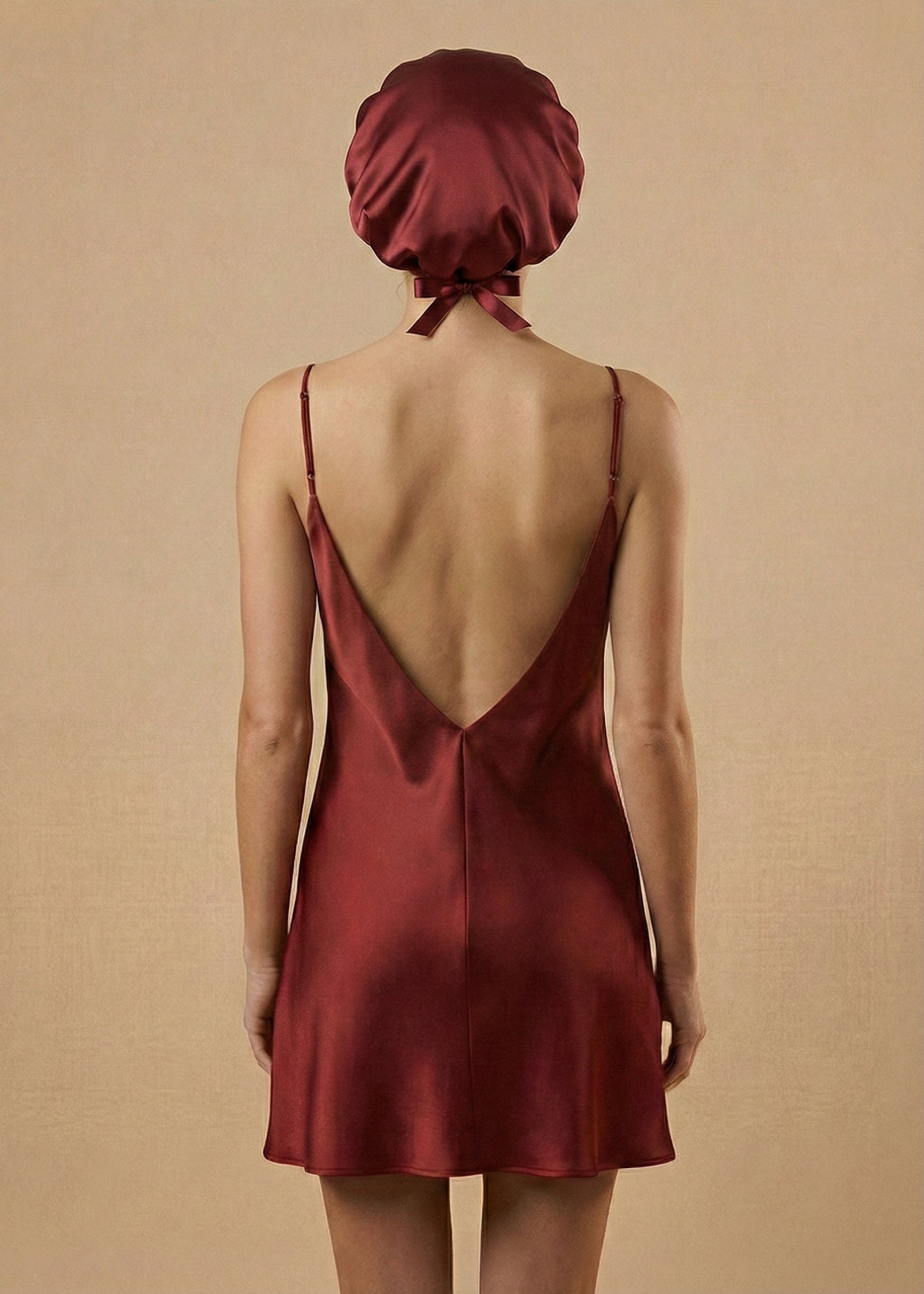 SILK HAIR BONNET RED RUBY