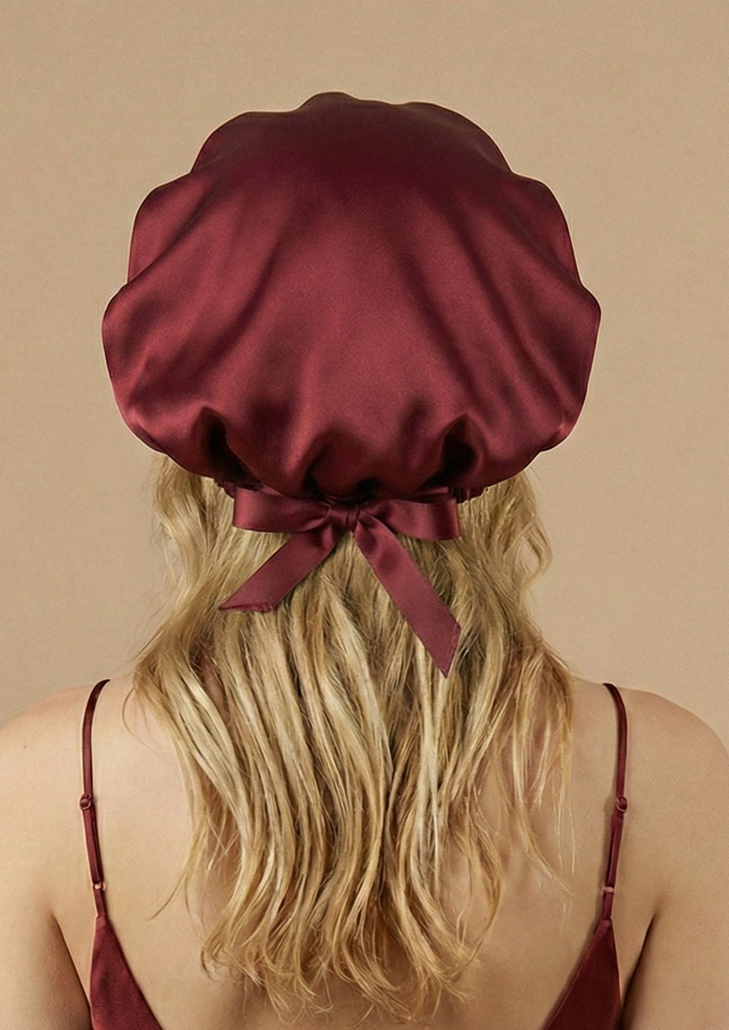 SILK HAIR BONNET RED RUBY