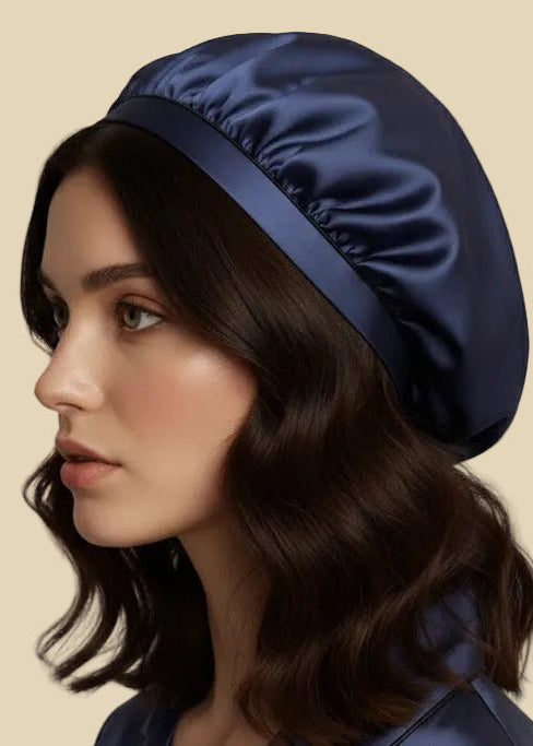 Seidenhaarhaube Mitternachtsblau