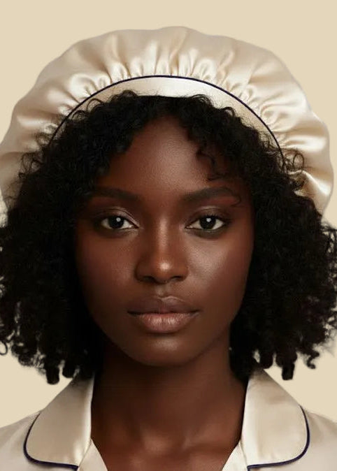 Seidenhaarhaube, perlenfarben, elfenbeinfarben