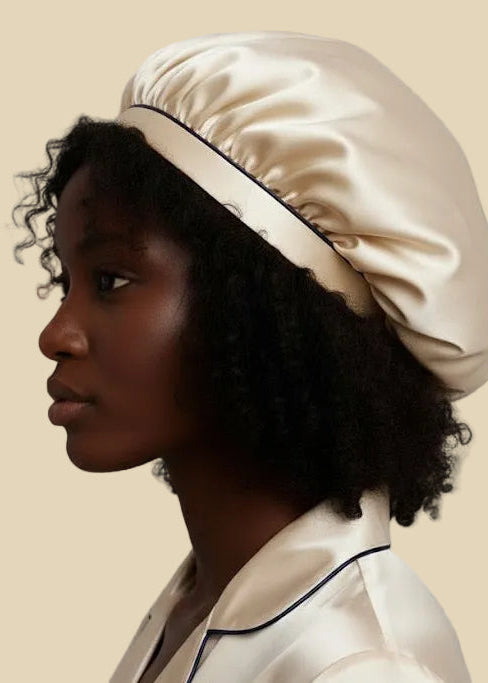 SILK HAIR BONNET PEARL IVORY