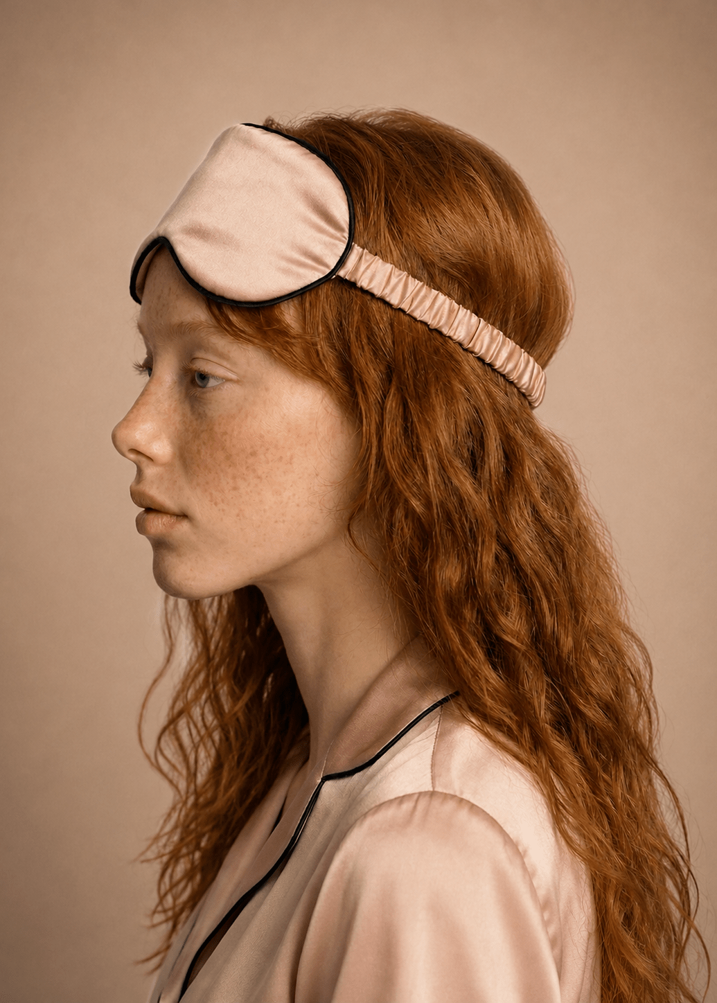 Rose Gold mulberry silk sleep mask set by MIAVERIANA