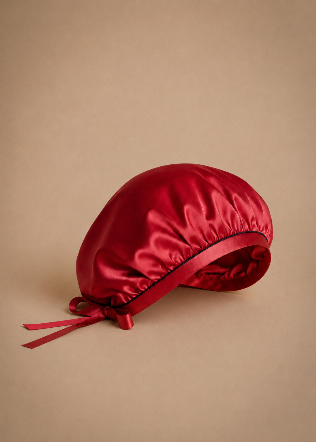 Ruby Red mulberry silk hair bonnet by MIAVERIANA