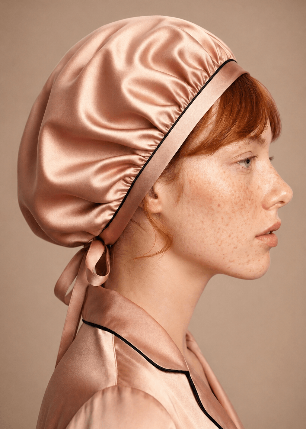Rose Gold mulberry silk hair bonnet by MIAVERIANA