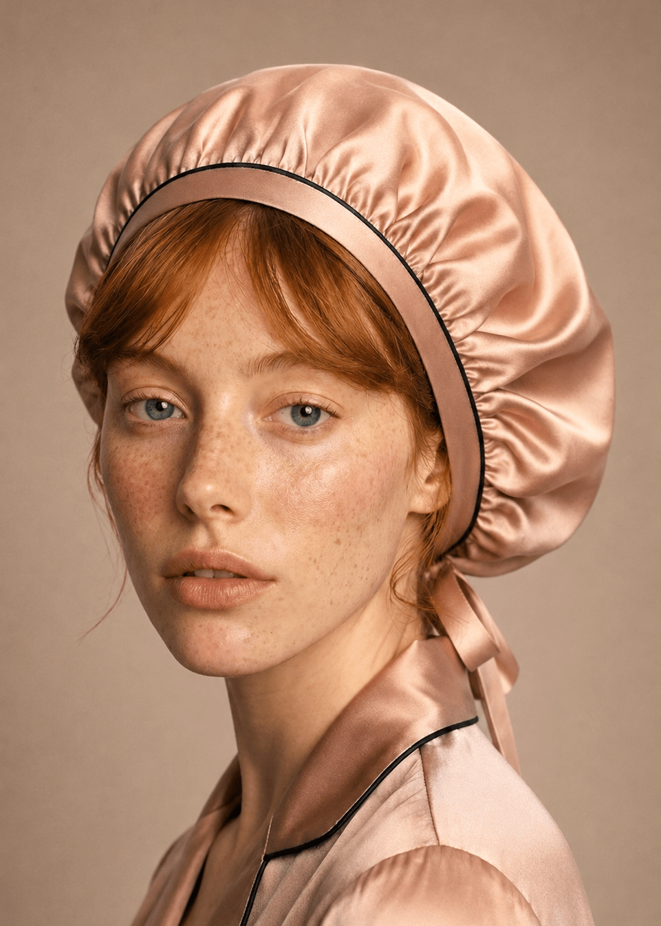 Rose Gold mulberry silk hair bonnet by MIAVERIANA
