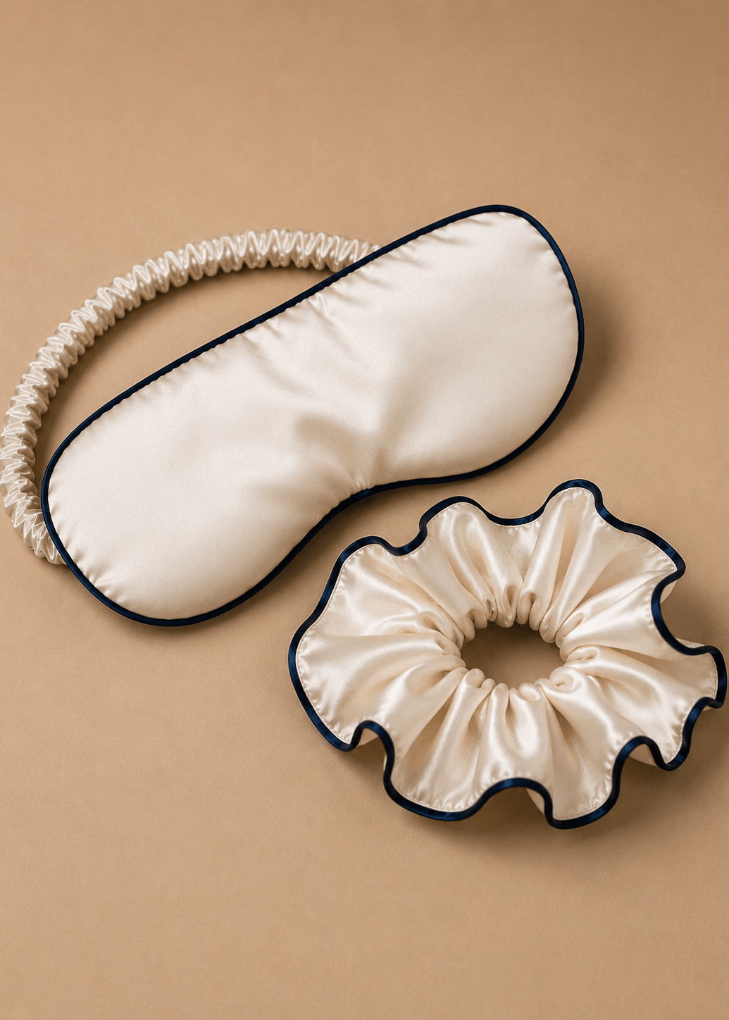 Champagne mulberry silk travel set by MIAVERIANA
