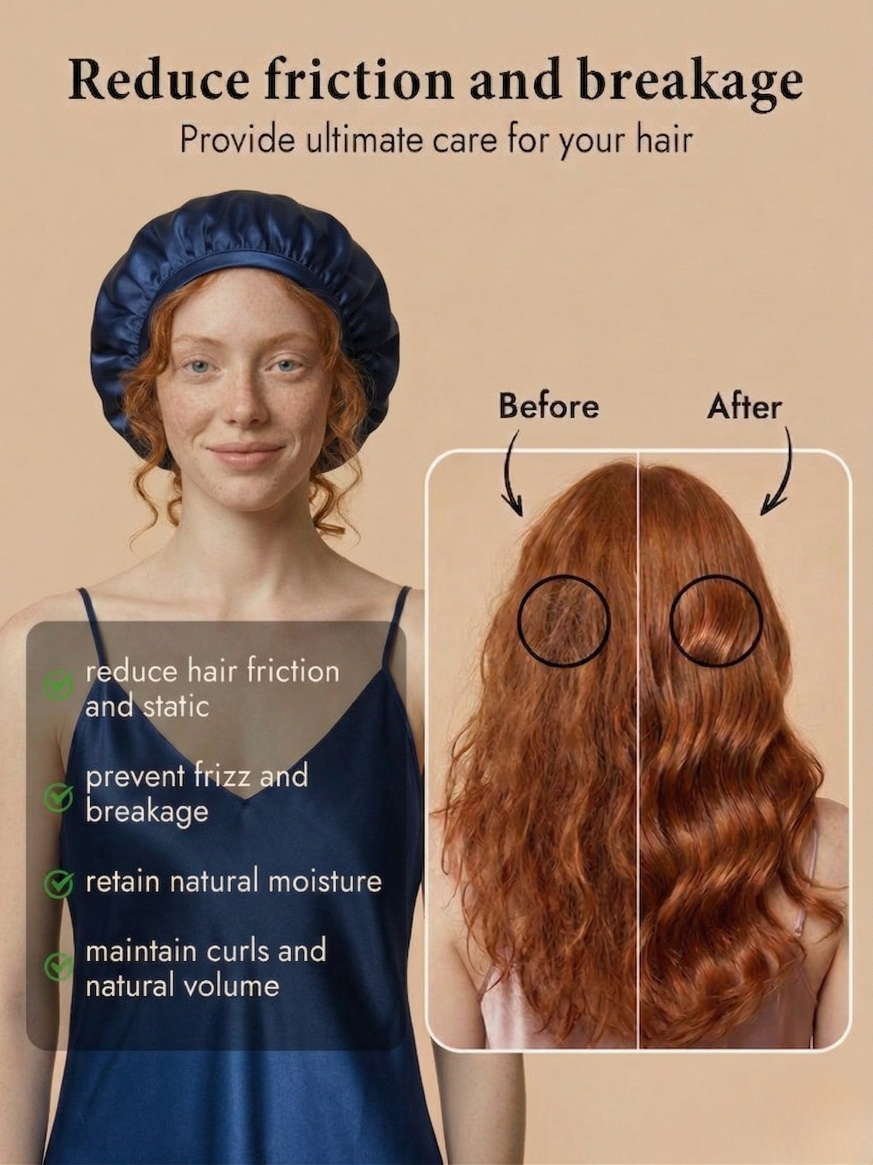 Seidenhaarhaube Mitternachtsblau