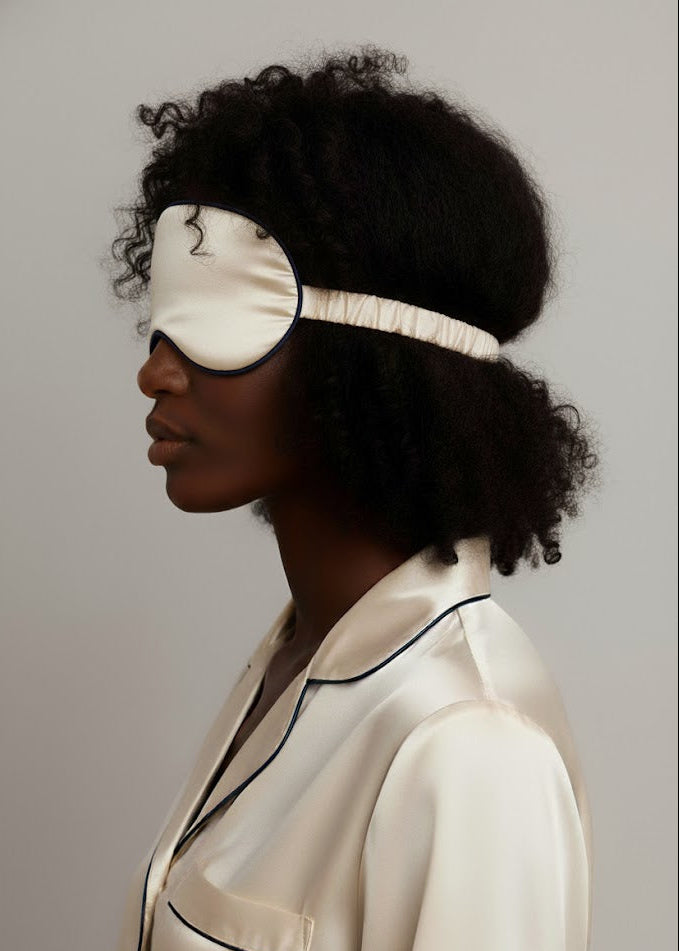 Augenmaske aus Seide, Perlmutt, Elfenbein