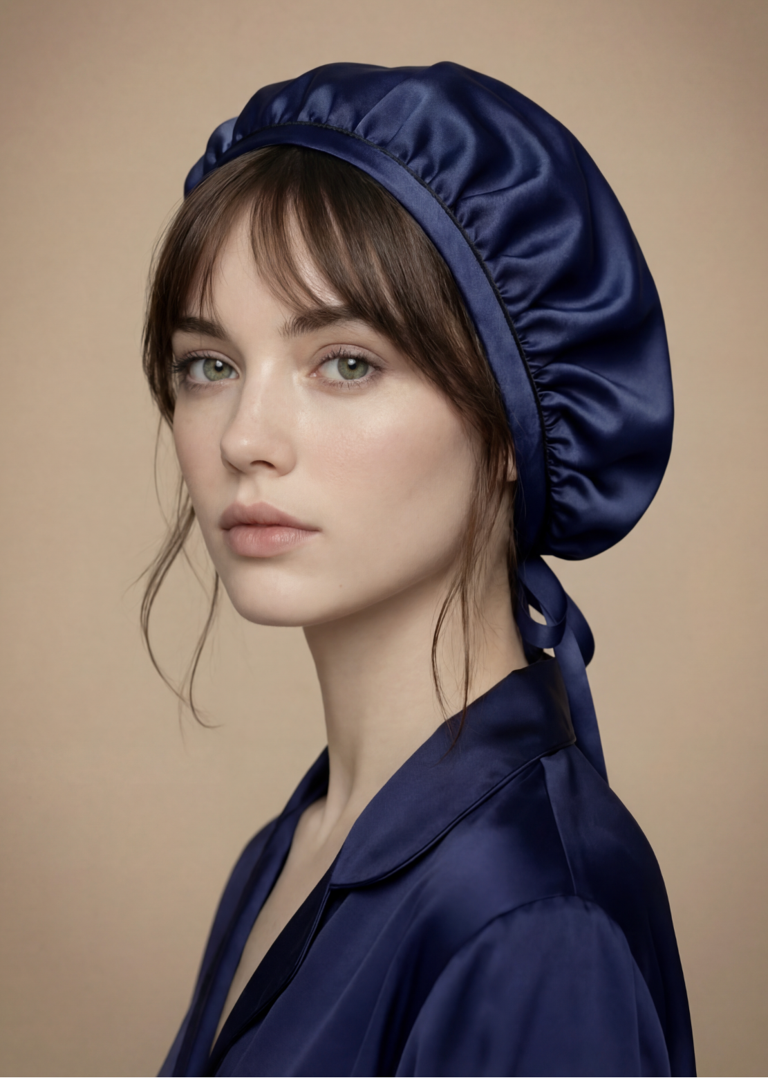 Seidenhaarhaube Mitternachtsblau
