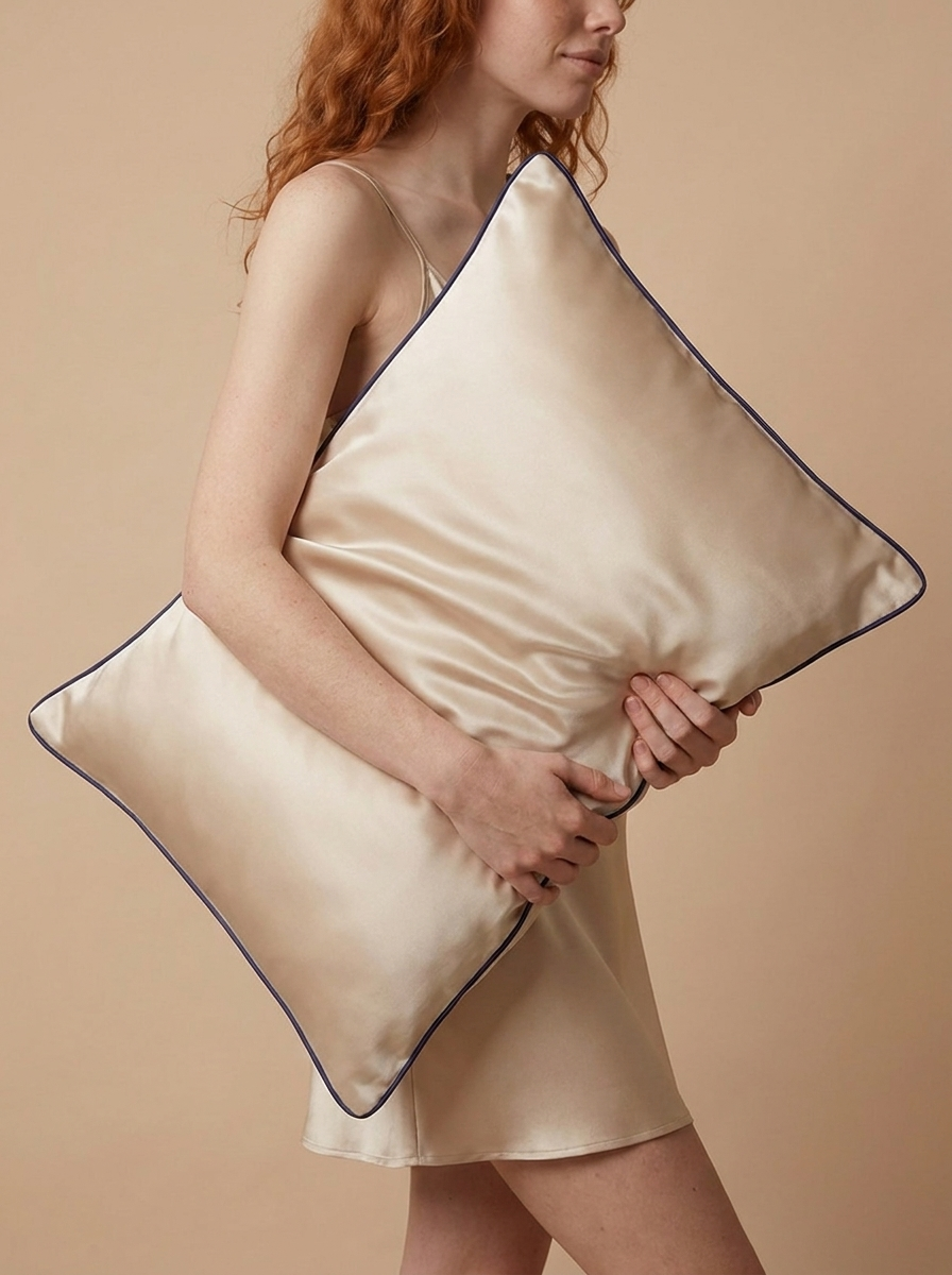 Seidenkissenbezug Champagner