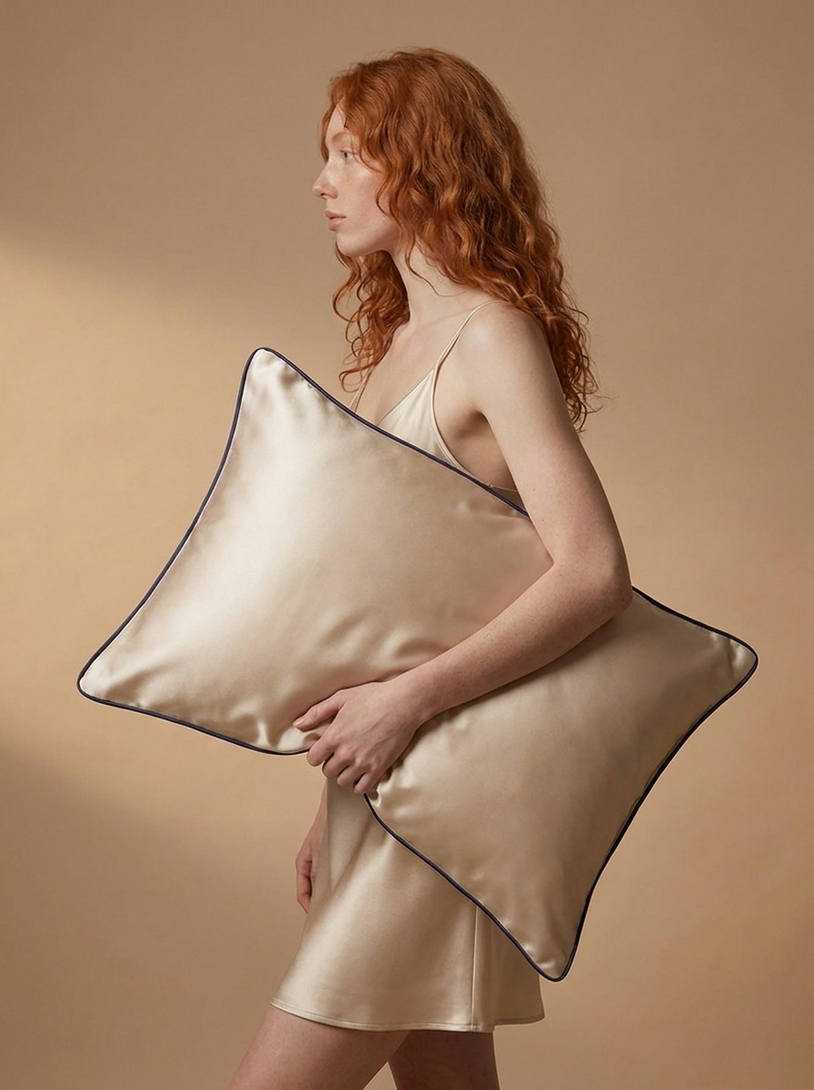 Seidenkissenbezug Champagner