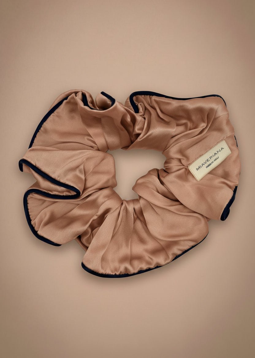 Mulberry Silk Scrunchie with Signature Trim - MIAVERIANA